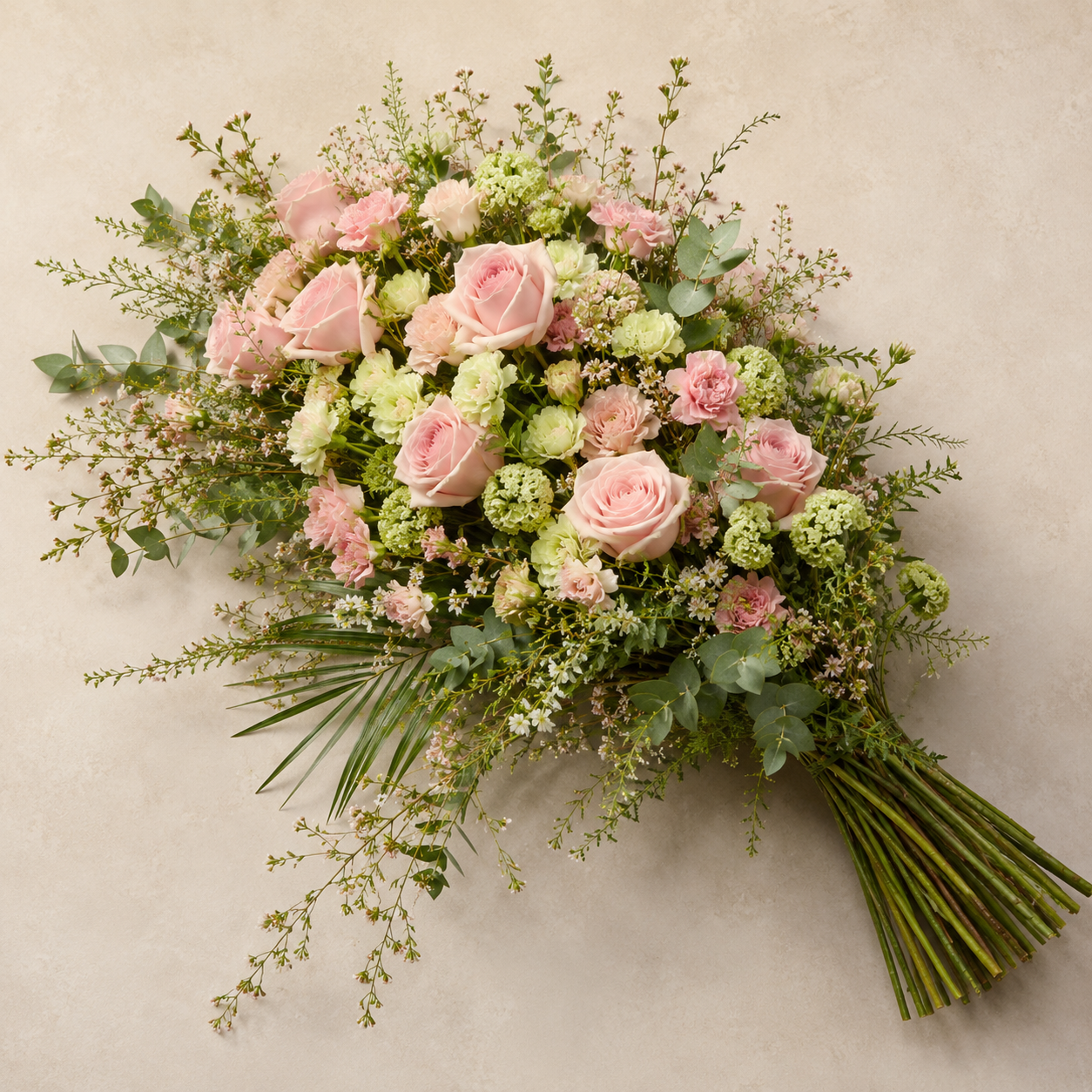 Naturlig Soft Pink Bårebuket | Skandinavisk Kondolencebuket Danmark