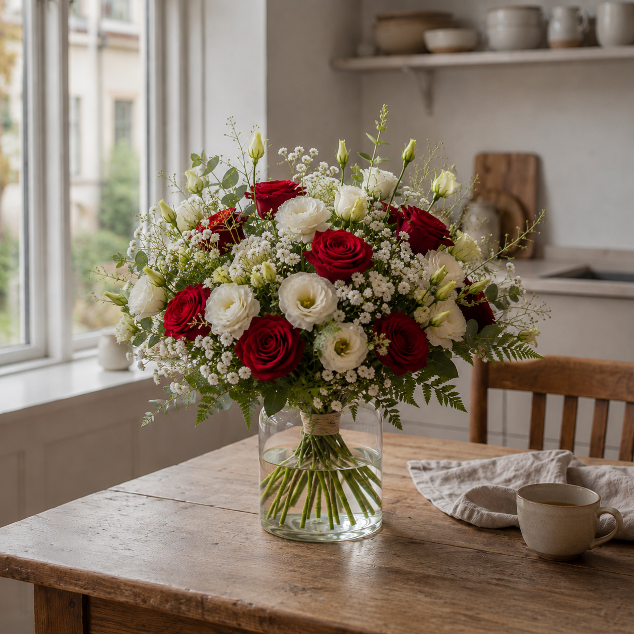 Blød romantisk buket | Send romantiske blomster