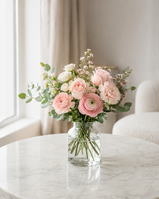 Blush Pink Bouquet | Send Pink Flowers to Denmark