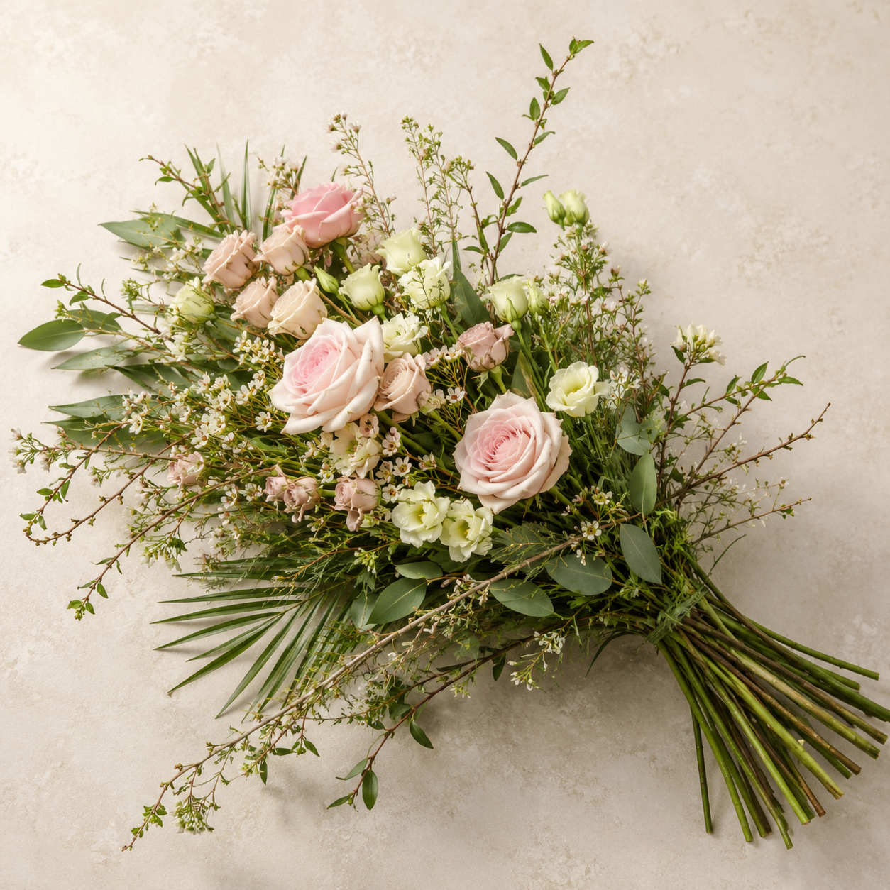 Natural Soft Pink Funeral Sheaf | Scandinavian Sympathy Bouquet Denmark