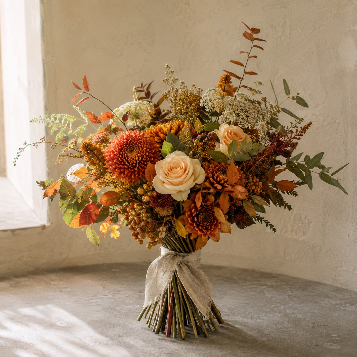 Amber Autumn Bouquet – AI-generated design concept for review