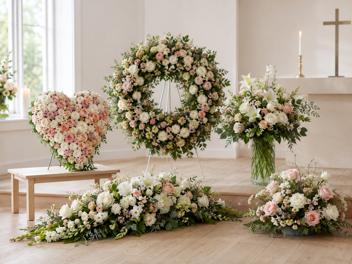 Begravelsesblomster arrangeret med omhu hos Northblomst