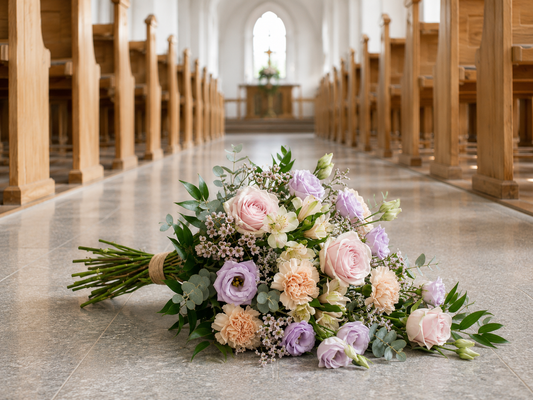 Bløde pastel begravelsesblomster | Kondolenceblomster