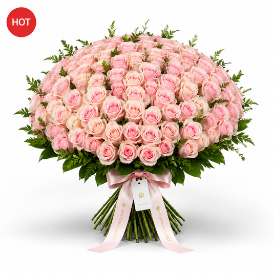 200 Lyserøde Roser Luksusbuket | Premium Roselevering