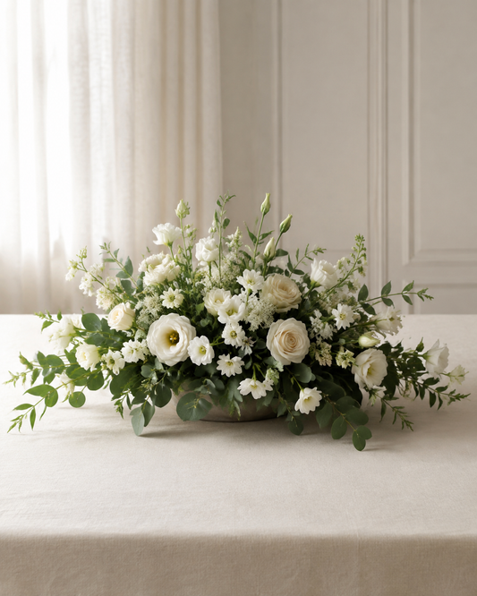 Fresh floral candle ring centrepiece without candle