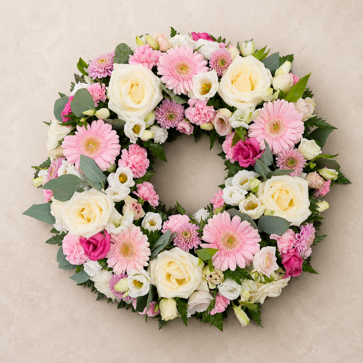 Soft Pink Funeral Wreath | Sympathy Wreath Delivery Denmark