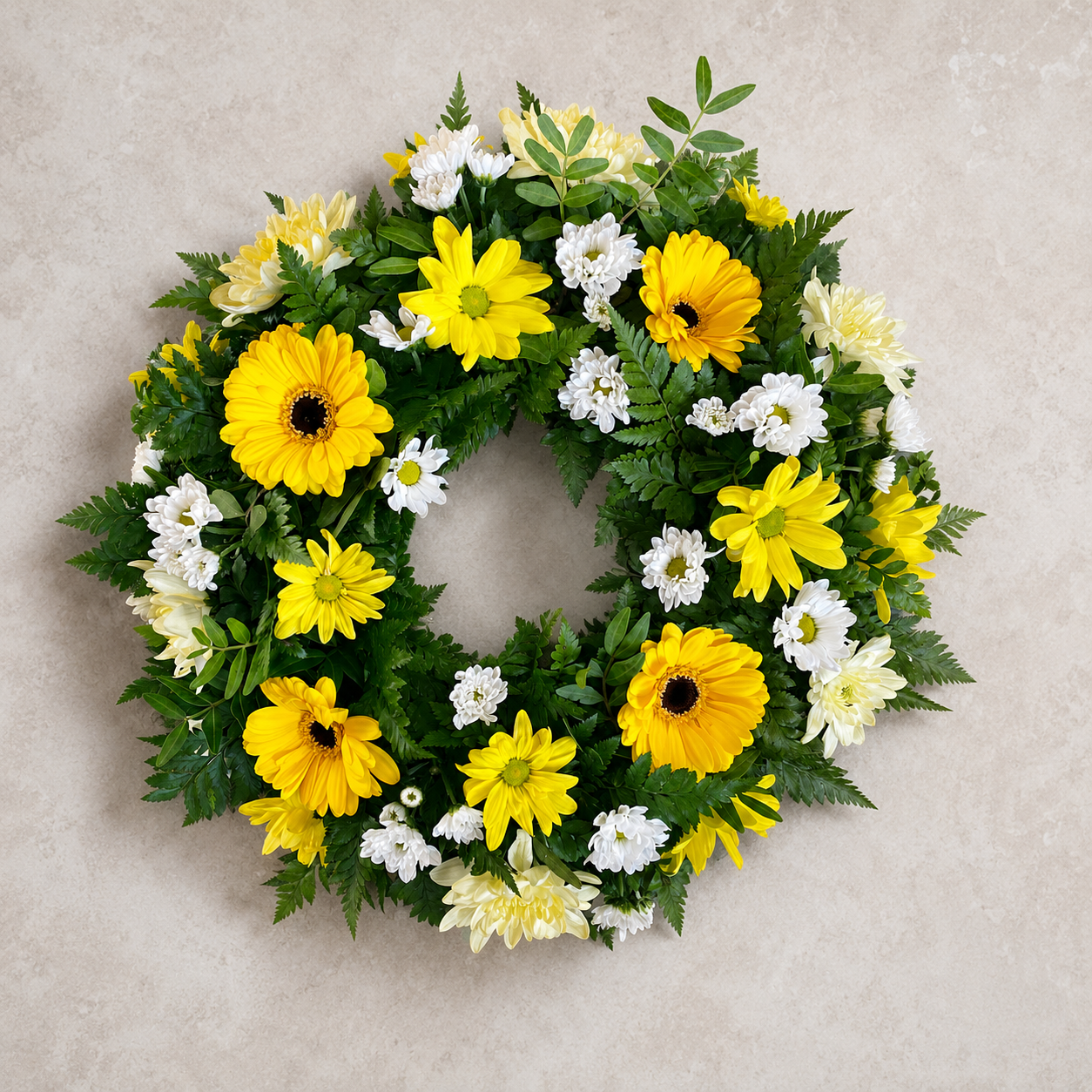 Yellow Funeral Wreath | Bright Sympathy Flowers Denmark
