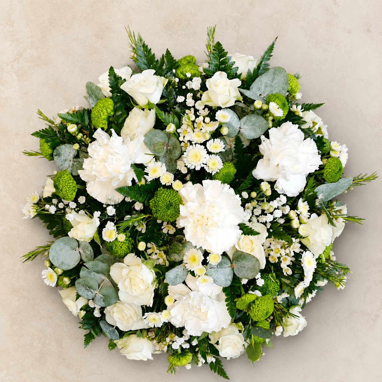 Natural White Funeral Wreath | Classic Condolence Wreath Denmark
