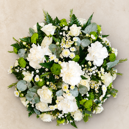 Natural White Funeral Wreath | Classic Condolence Wreath Denmark