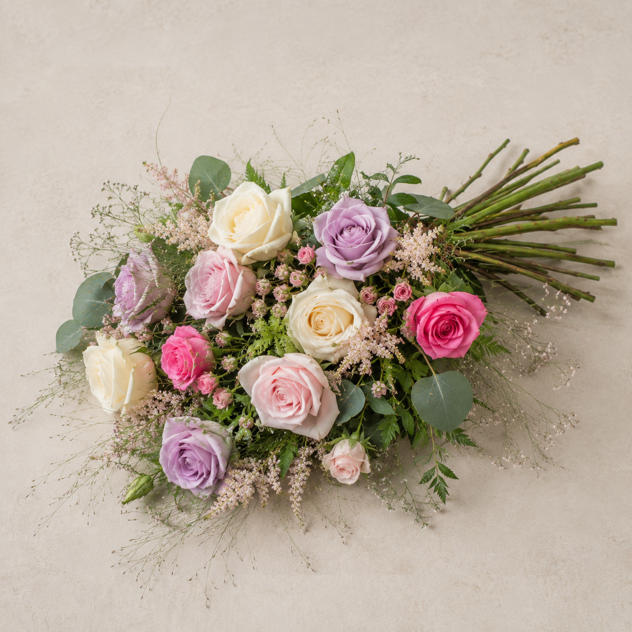 Pastel Rose Bårebuket | Blød Mindebuket Danmark