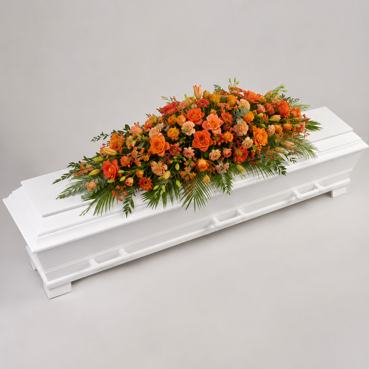 Orange Coffin Spray | Elegant Funeral Flowers