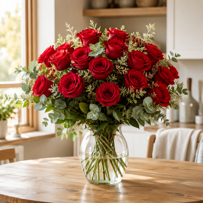 Deep Red Love Bouquet | Romantic Red Flowers Denmark