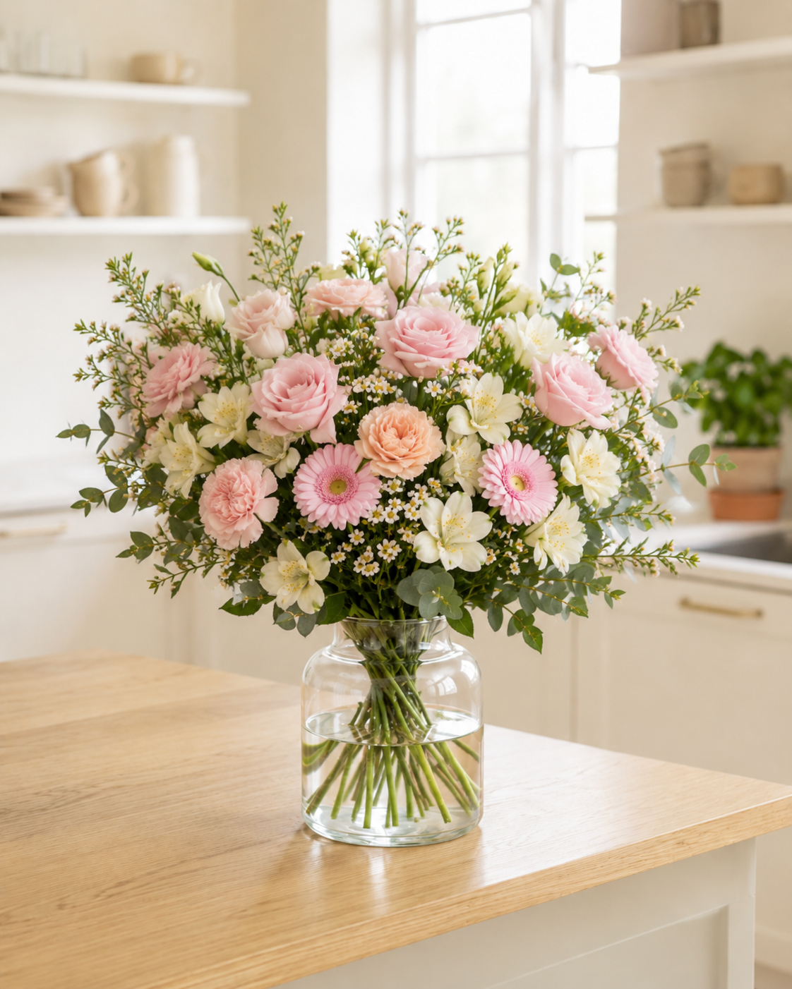 Blød pastel babybuket | Send blomster til nyfødt