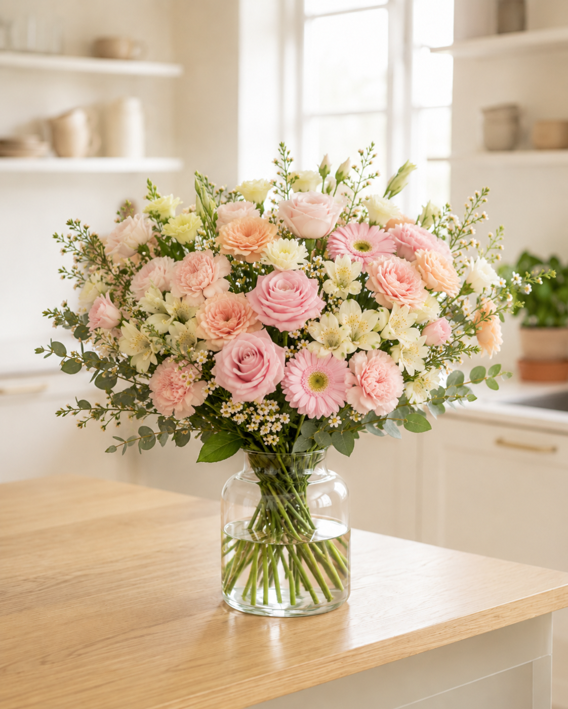 Blød pastel babybuket | Send blomster til nyfødt