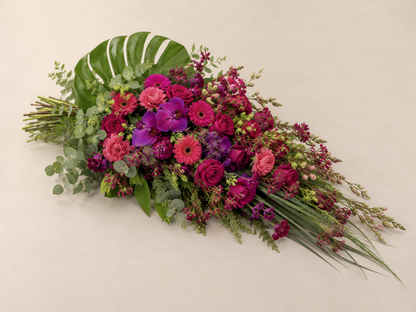 Fuchsia & Purple Funeral Sheaf | Elegant Sympathy Bouquet in Denmark
