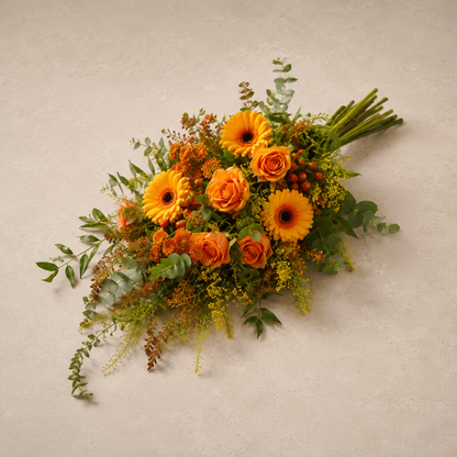 Yellow & Orange Funeral Sheaf | Bright Memorial Bouquet in Denmark