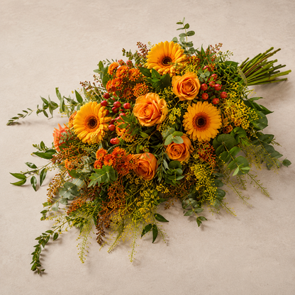 Yellow & Orange Funeral Sheaf | Bright Memorial Bouquet in Denmark