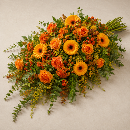 Yellow & Orange Funeral Sheaf | Bright Memorial Bouquet in Denmark