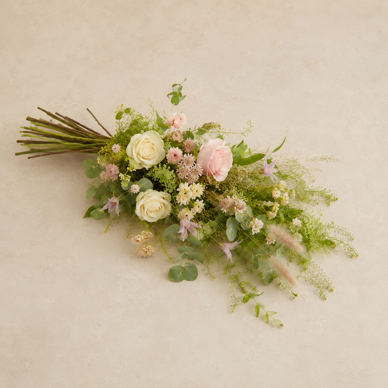 Blush & Cream Funeral Sheaf | Elegant Sympathy Bouquet in Denmark