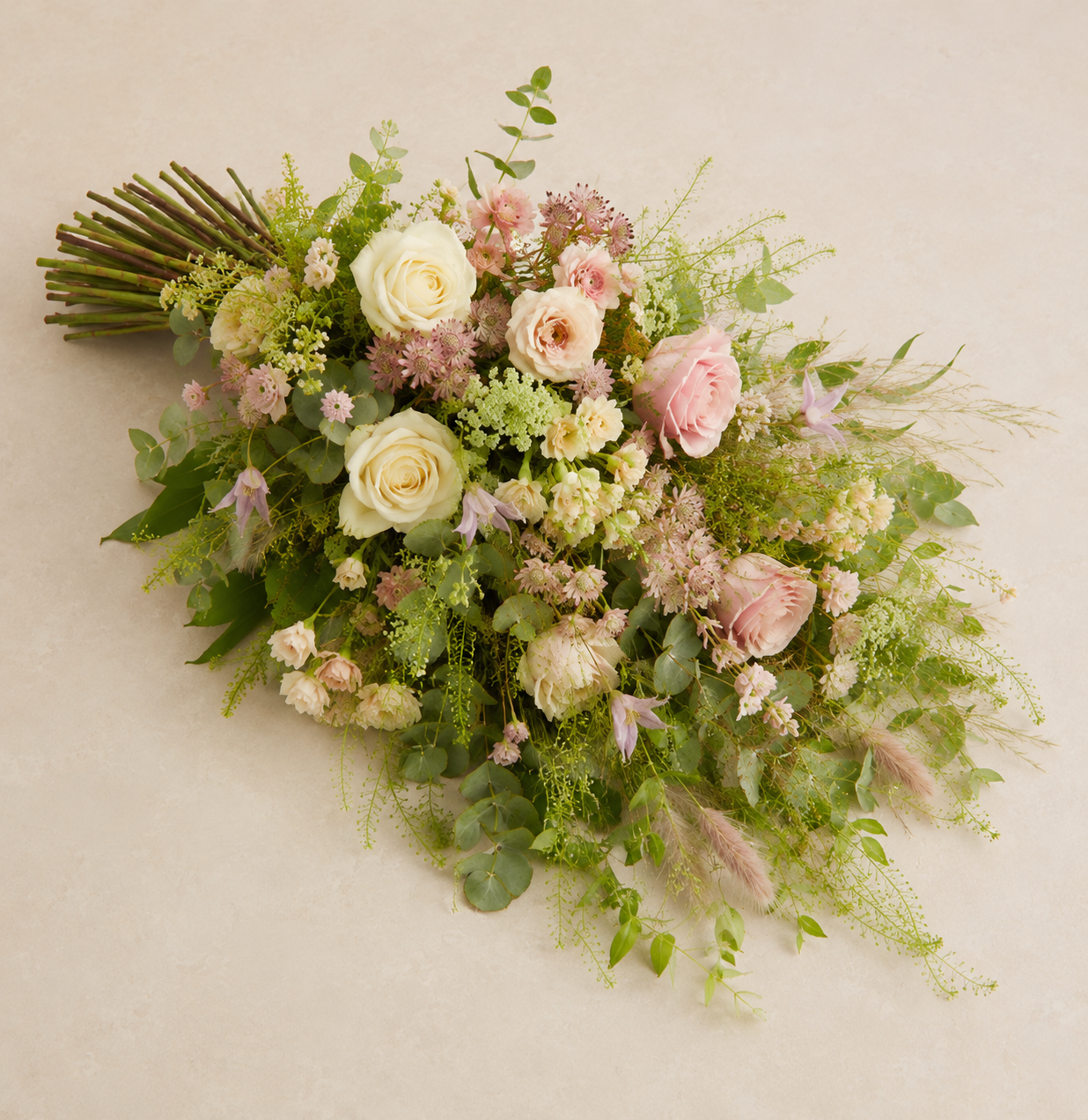Blush & Cream Funeral Sheaf | Elegant Sympathy Bouquet in Denmark