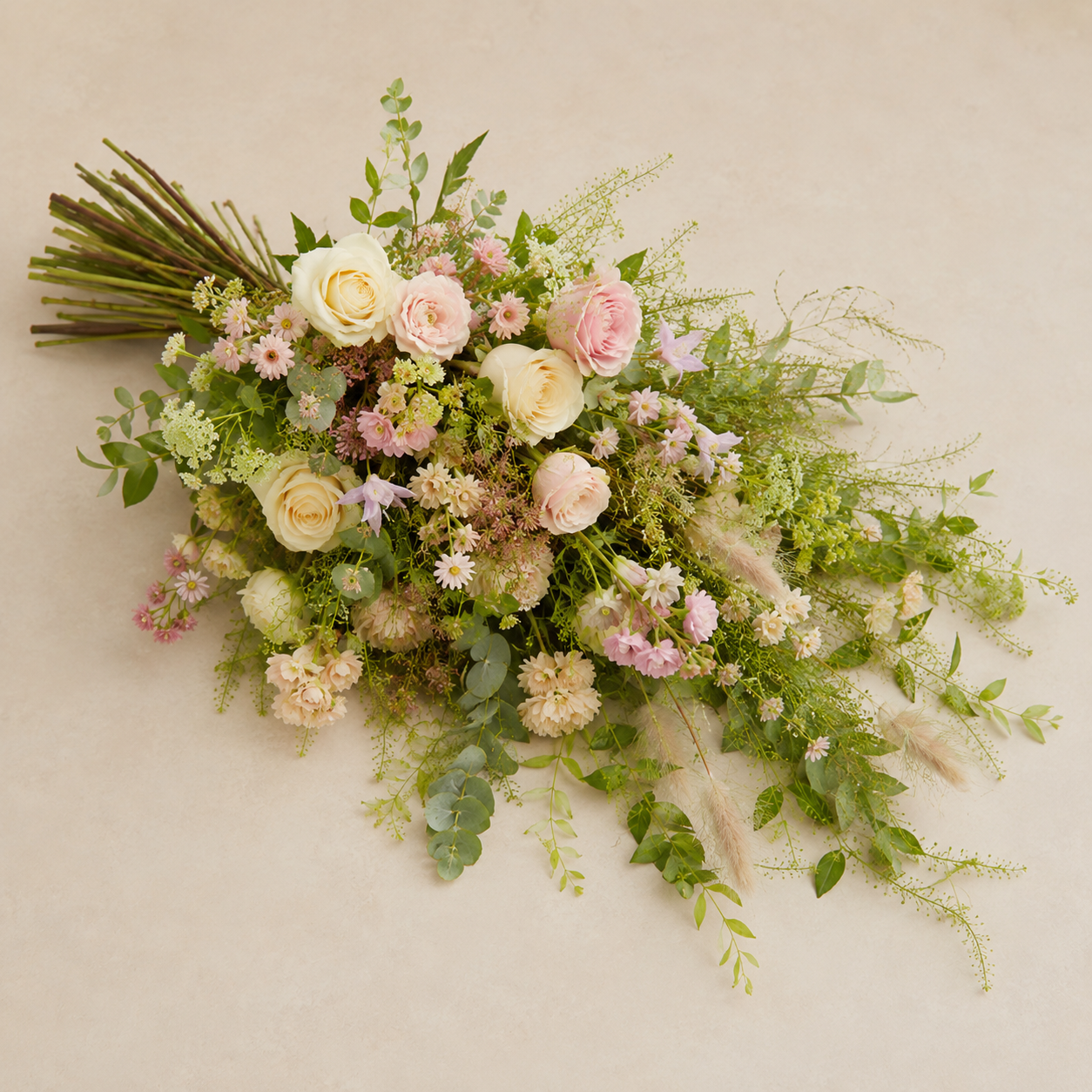 Blush & Cream Funeral Sheaf | Elegant Sympathy Bouquet in Denmark