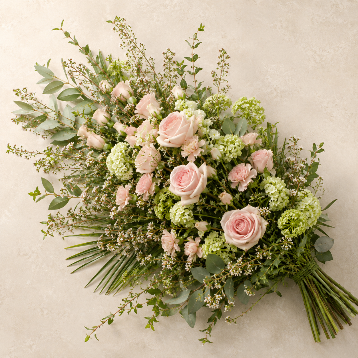 Naturlig Soft Pink Bårebuket | Skandinavisk Kondolencebuket Danmark
