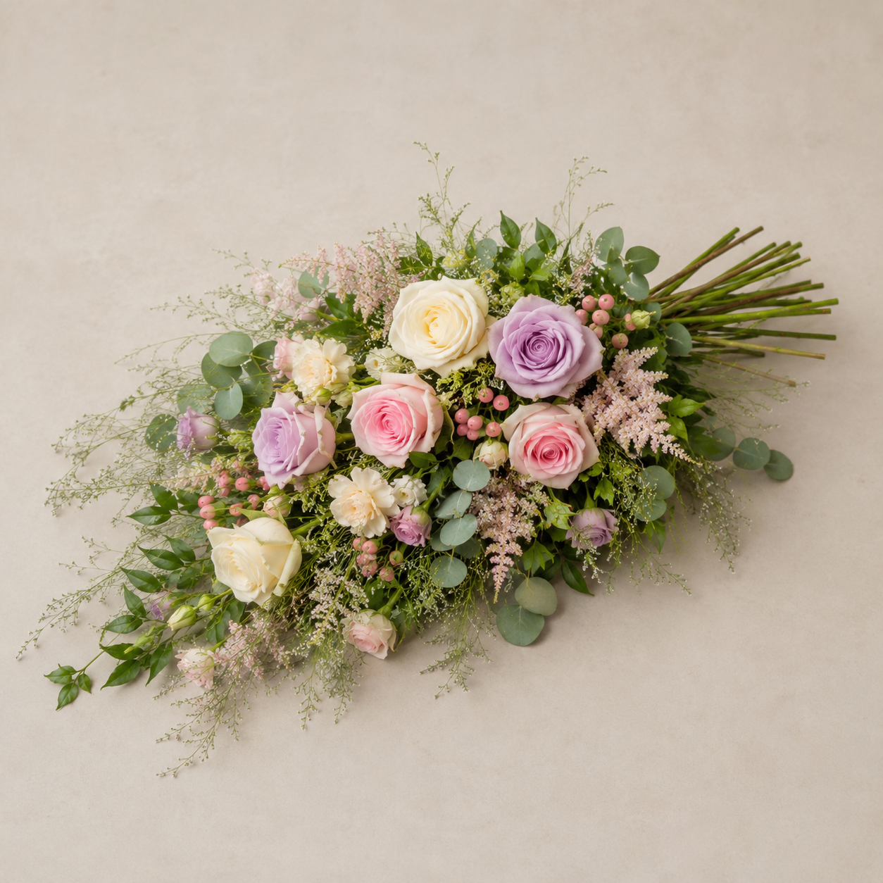 Pastel Rose Bårebuket | Blød Mindebuket Danmark