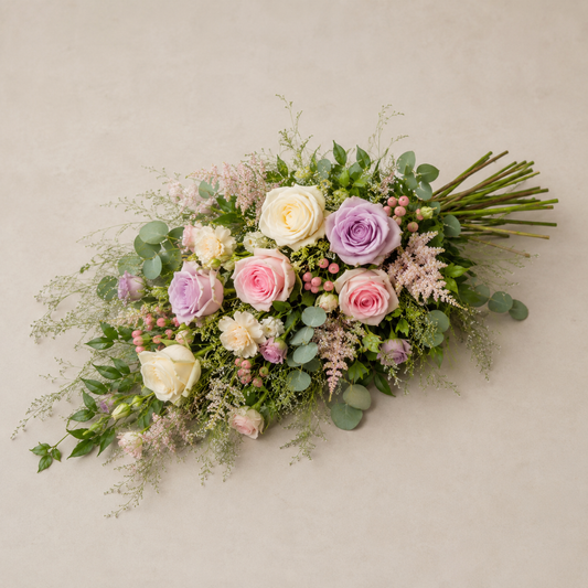 Pastel Rose Bårebuket | Blød Mindebuket Danmark