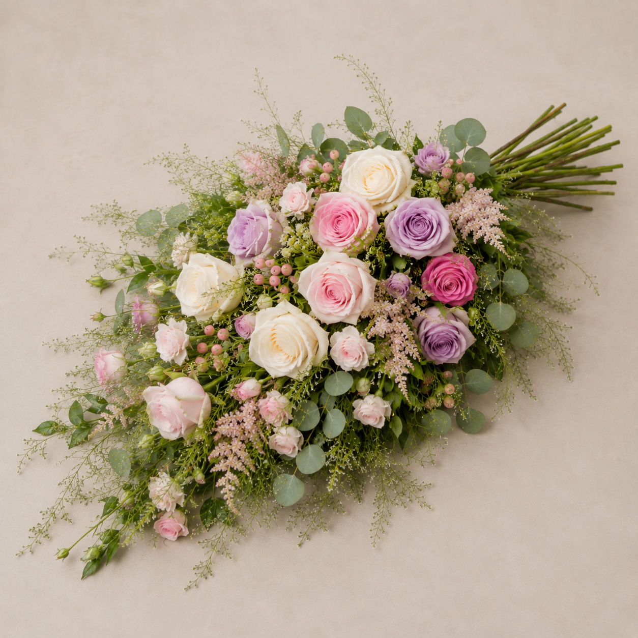 Pastel Rose Bårebuket | Blød Mindebuket Danmark