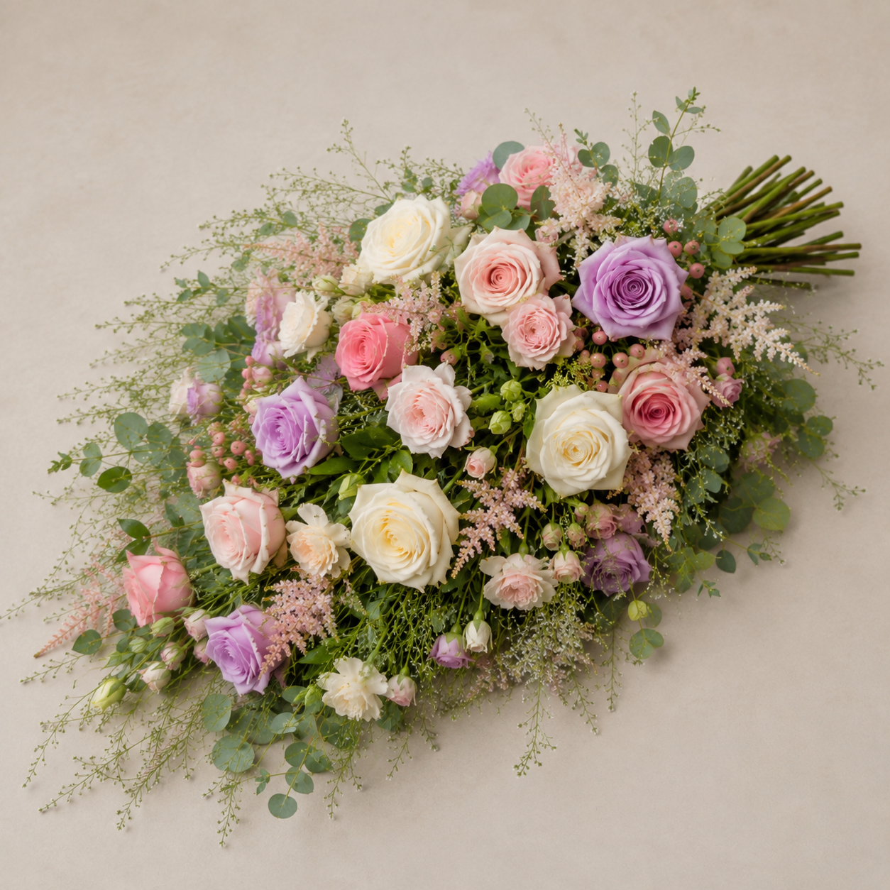Pastel Rose Bårebuket | Blød Mindebuket Danmark