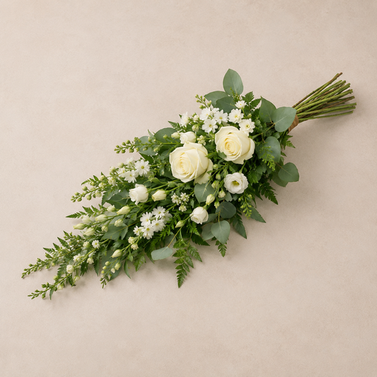 Klassisk Hvid Bårebuket | Elegante Kondolenceblomster Danmark