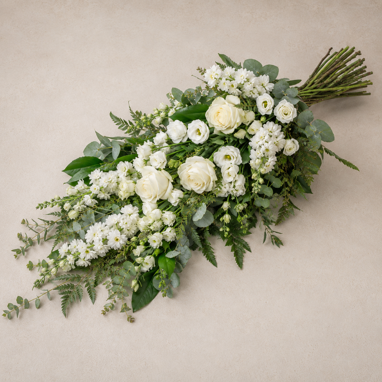 Klassisk Hvid Bårebuket | Elegante Kondolenceblomster Danmark