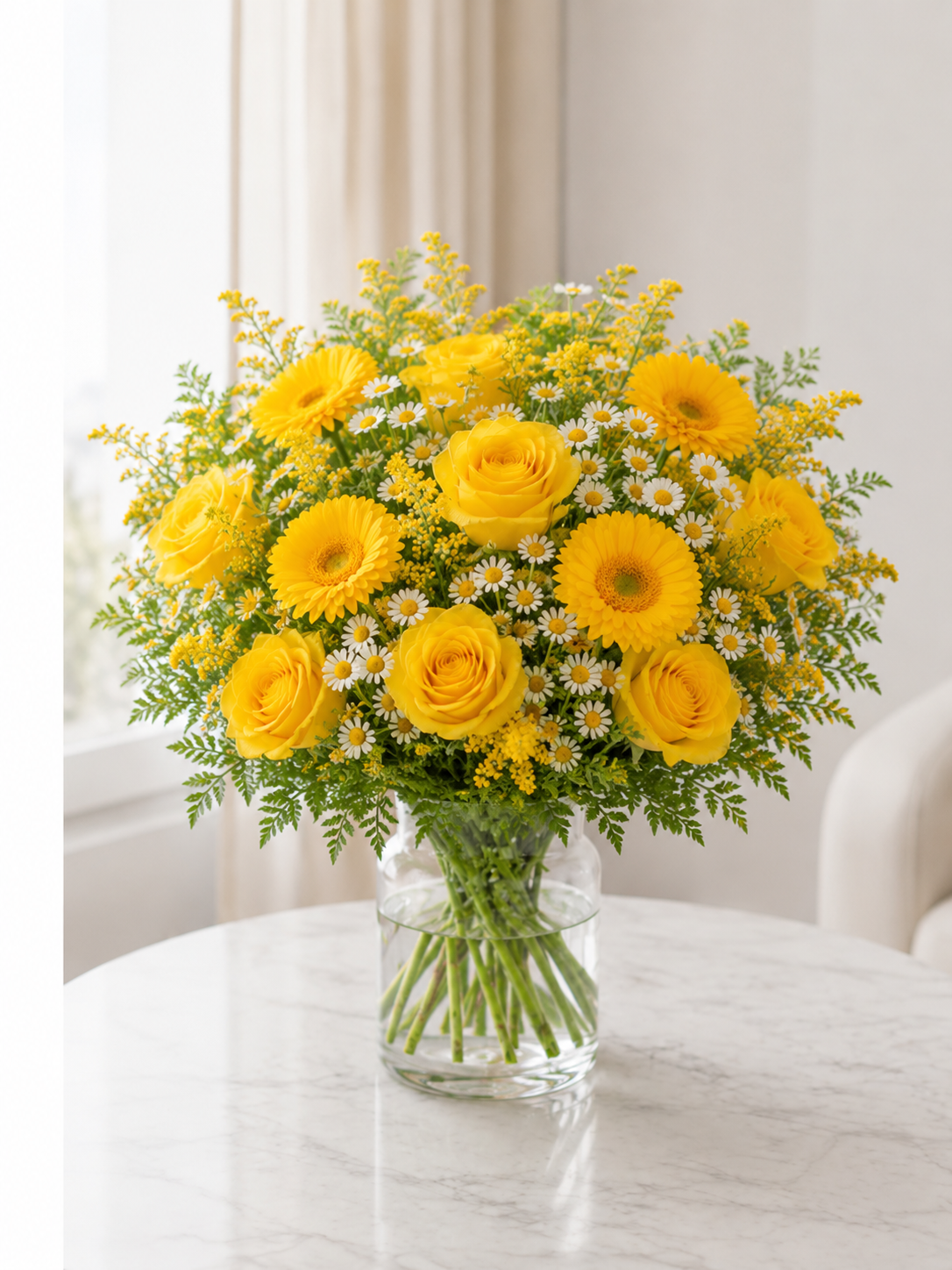 Solgul buket | Send gule blomster i Danmark