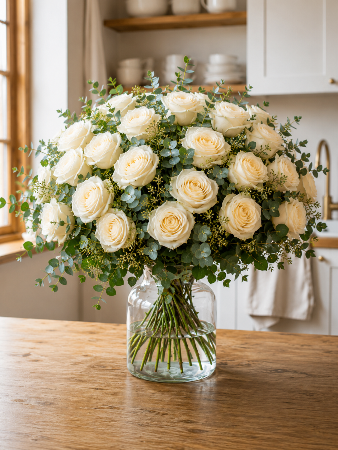 Hvid rosebuket | Send hvide roser