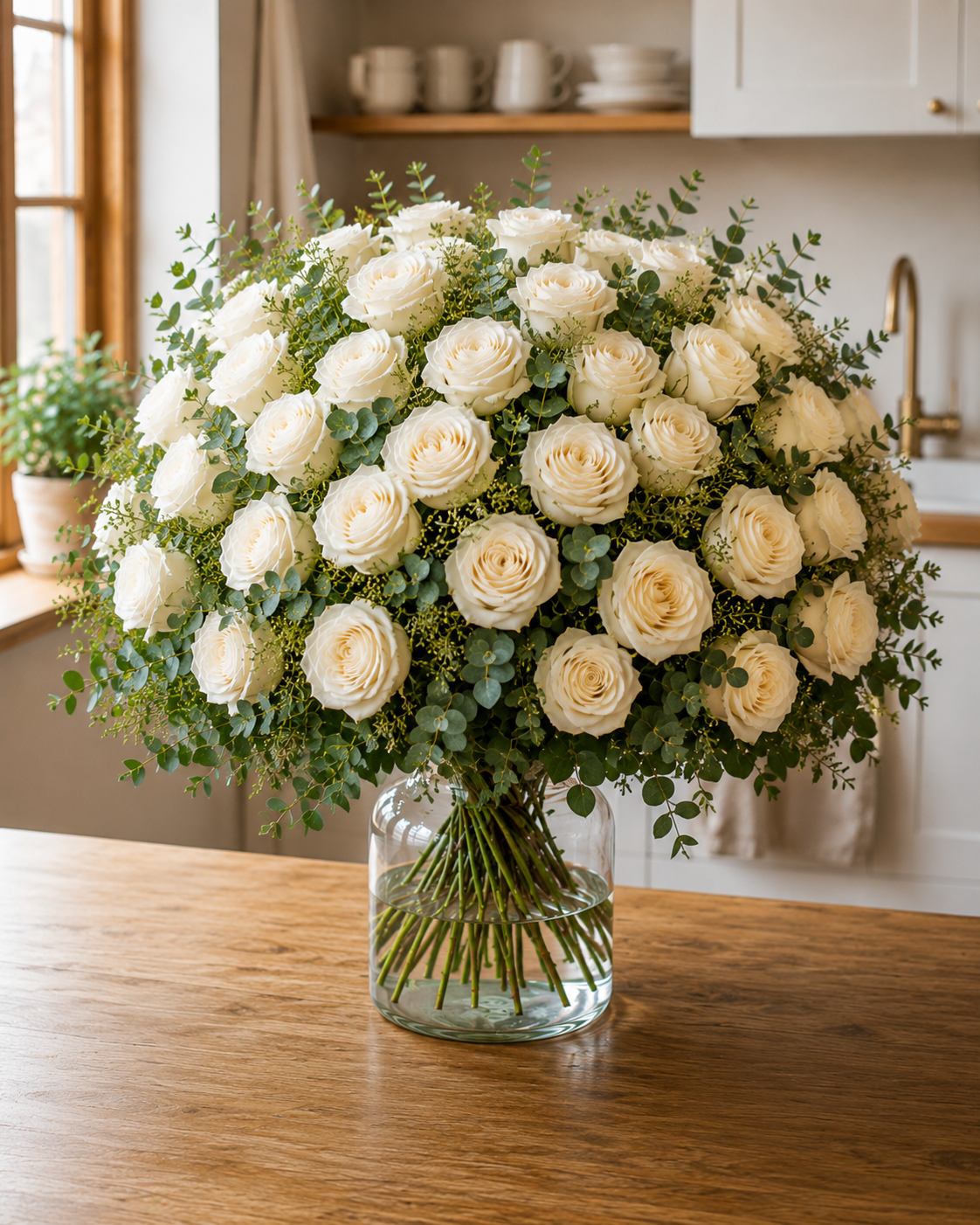 Hvid rosebuket | Send hvide roser