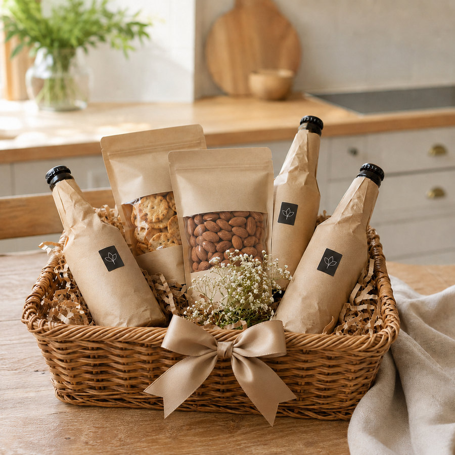 Beer Gift Basket with 3 Bottles 18+