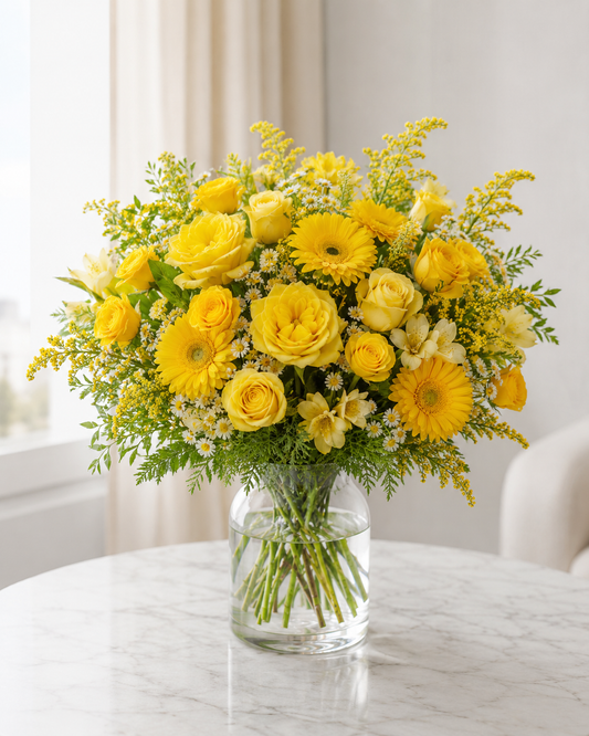 Solgul buket | Send gule blomster i Danmark