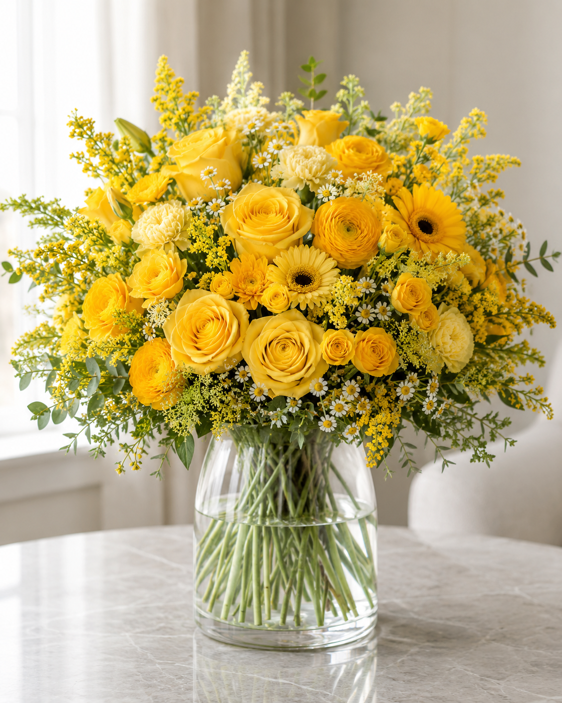 Solgul buket | Send gule blomster i Danmark
