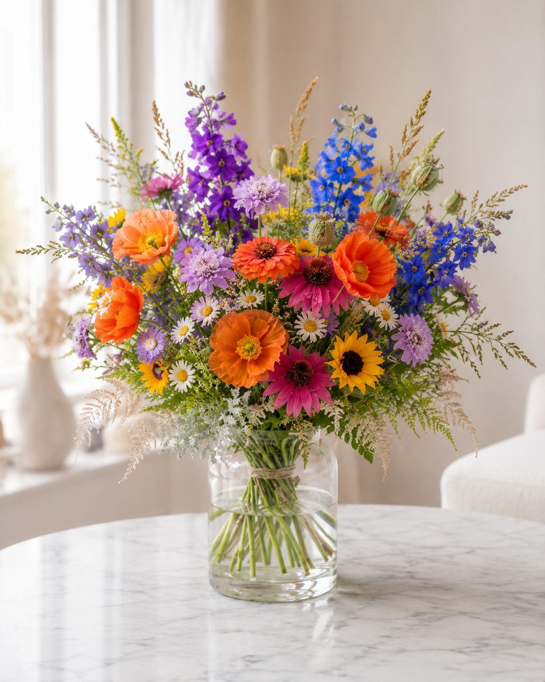 Vild farverig buket | Send naturlige blomster i Danmark