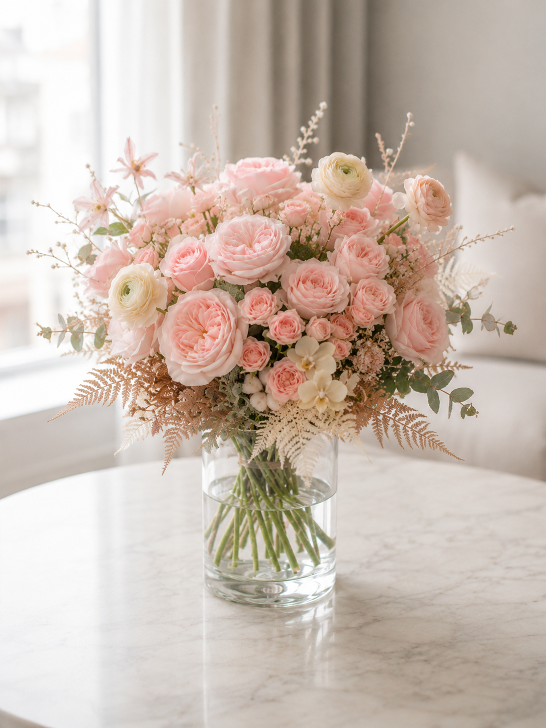 Lys luksusbuket | Send eksklusive blomster i Danmark