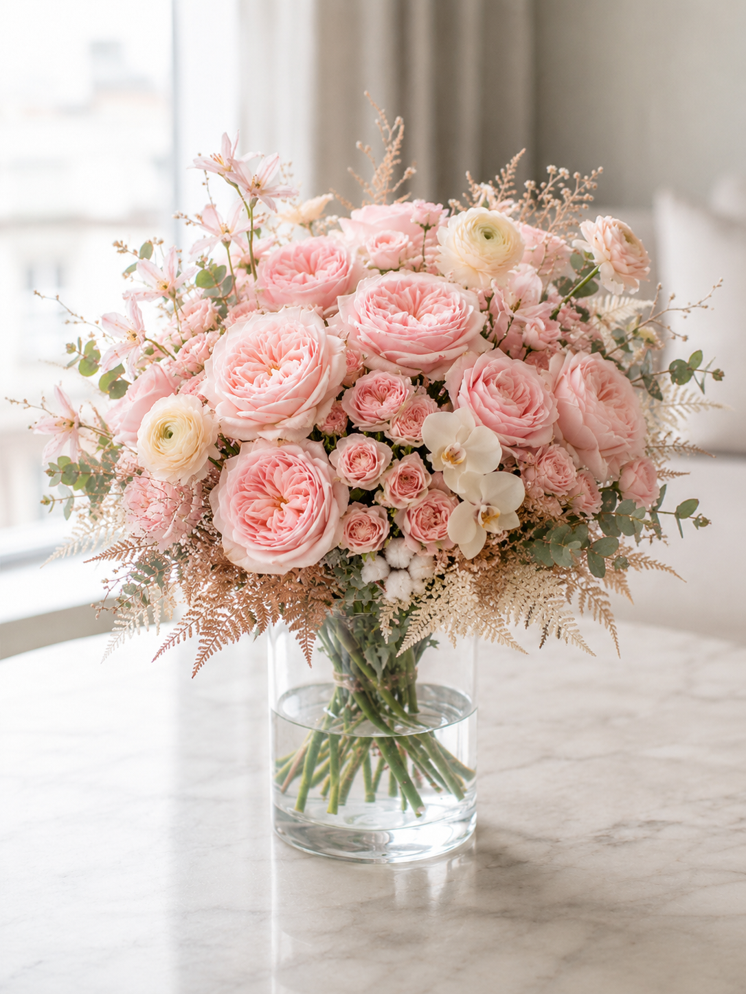 Lys luksusbuket | Send eksklusive blomster i Danmark