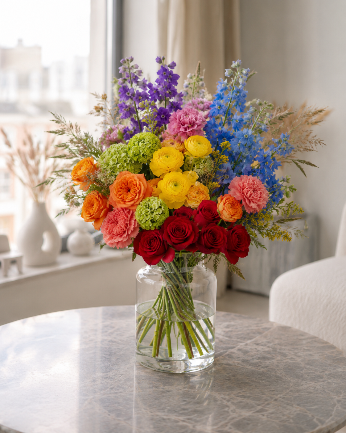 Regnbuefølelse buket | Send farverige blomster i Danmark