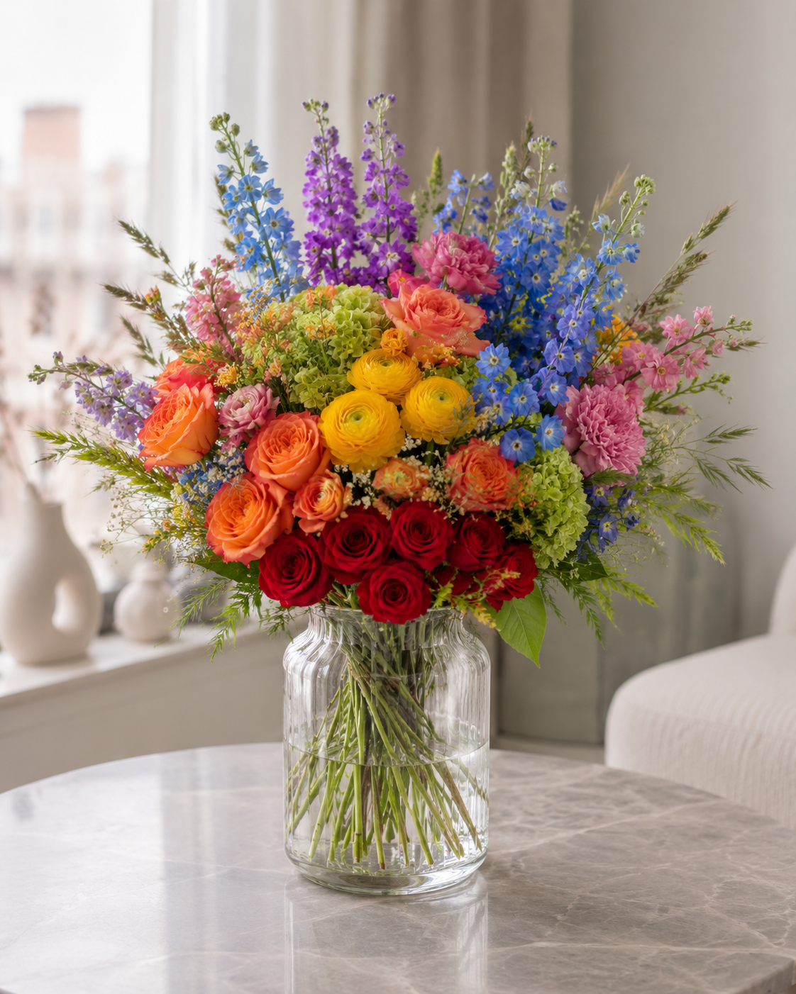 Regnbuefølelse buket | Send farverige blomster i Danmark