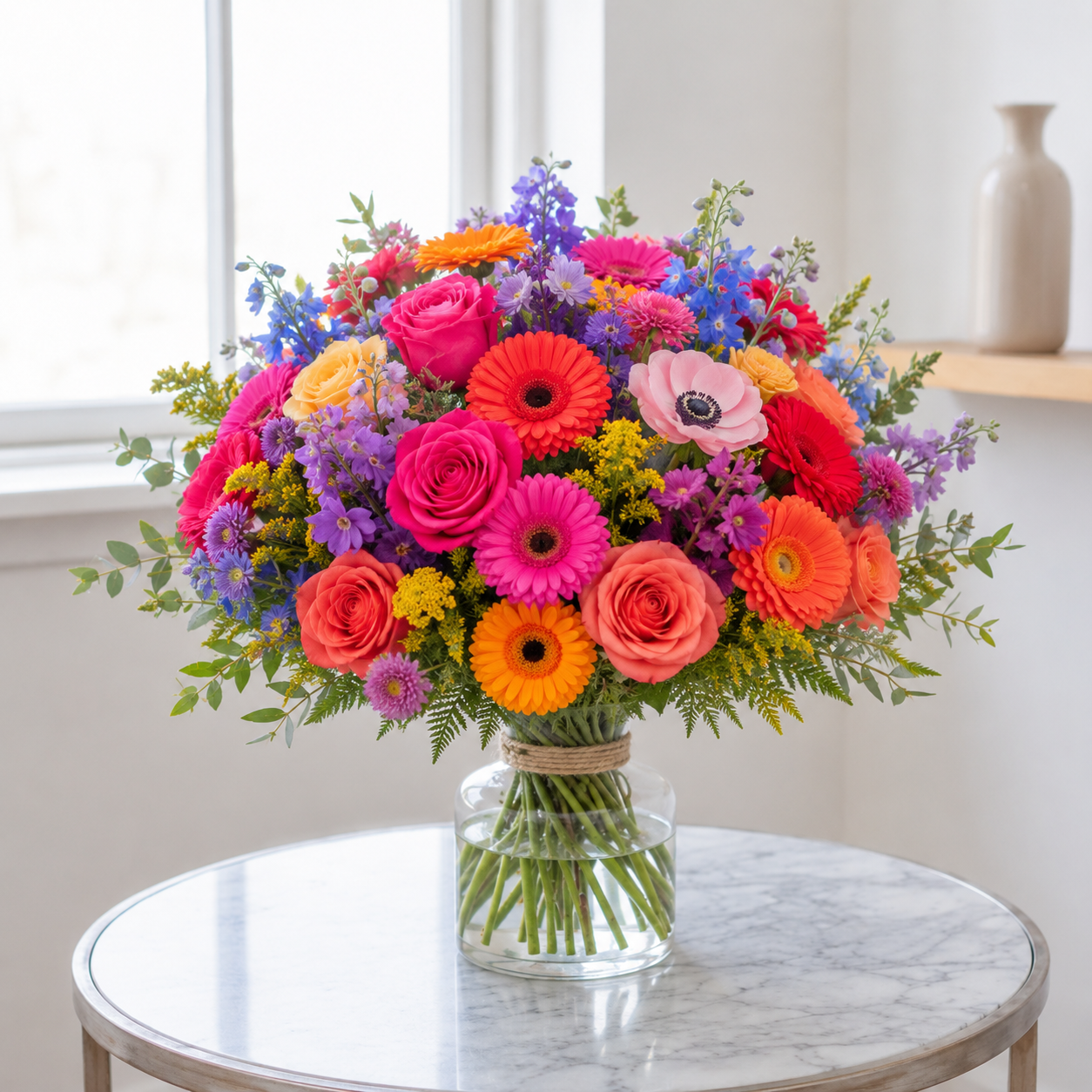 Farveeksplosion buket | Send farverige blomster i Danmark