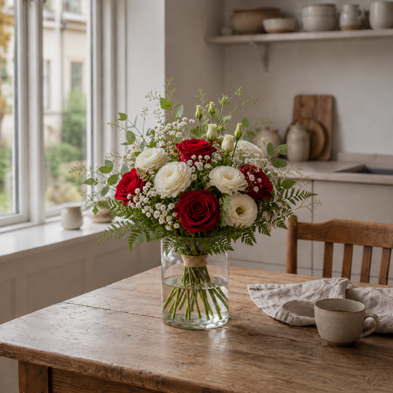 Blød romantisk buket | Send romantiske blomster