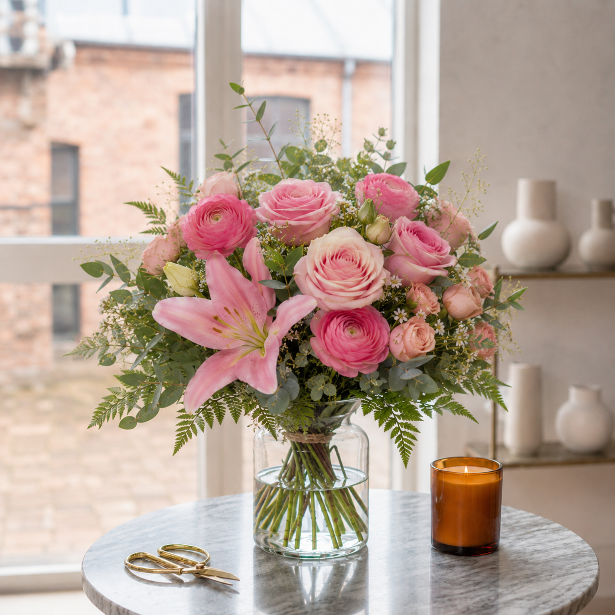 Rosa kærlighedsbuket | Send romantiske blomster