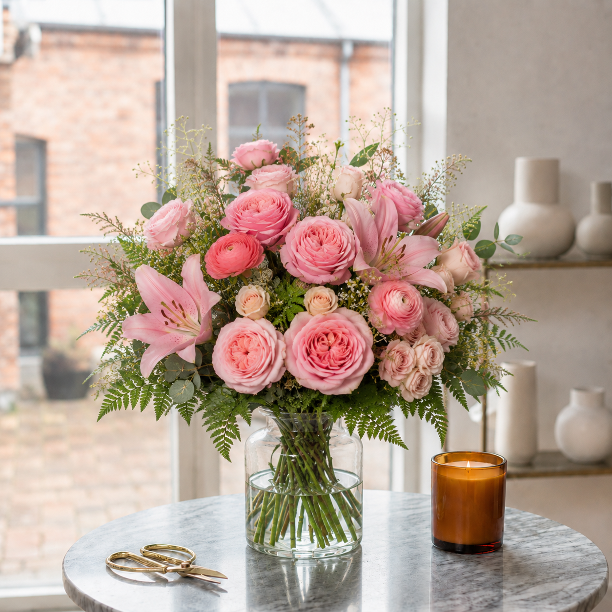Rosa kærlighedsbuket | Send romantiske blomster