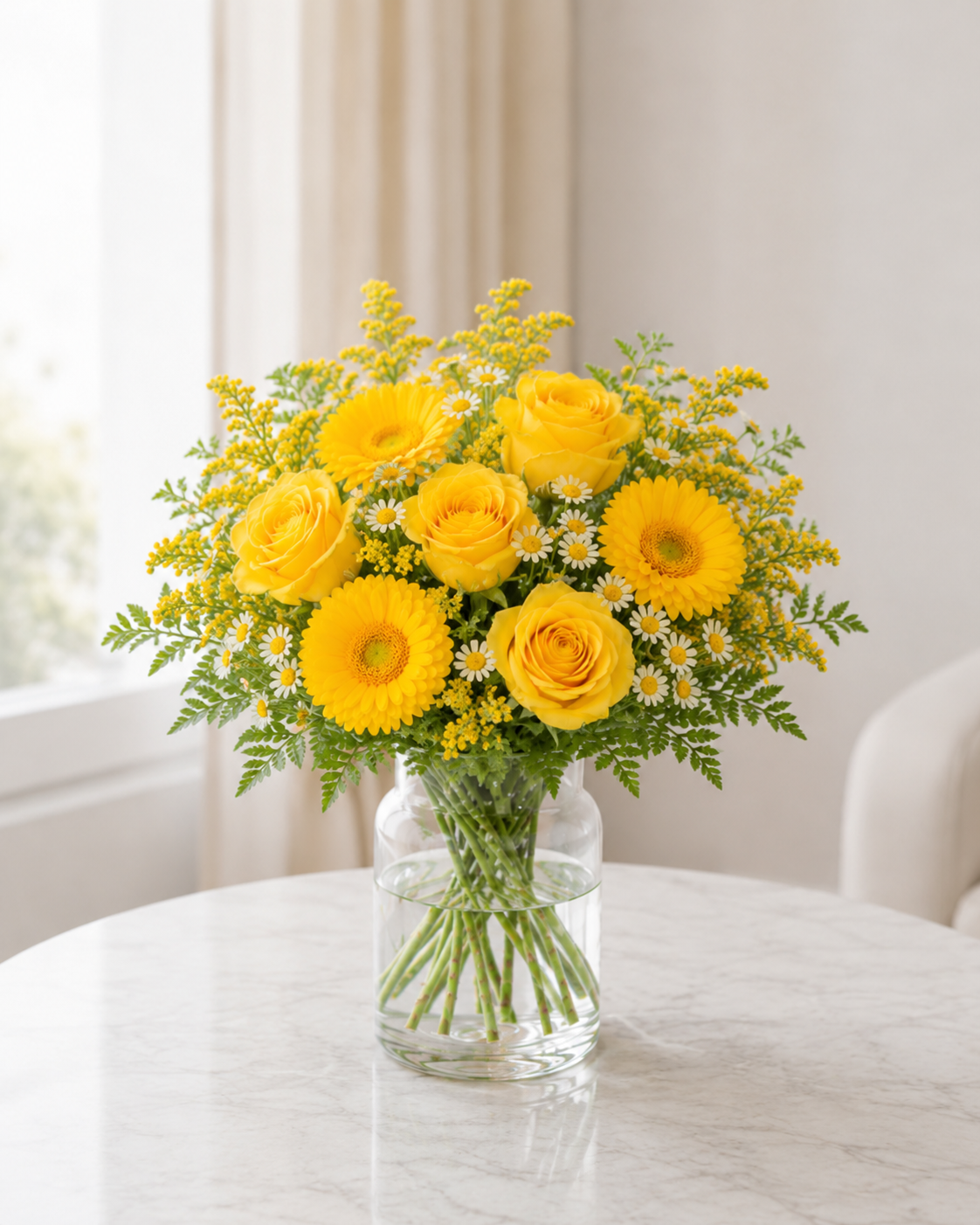 Solgul buket | Send gule blomster i Danmark