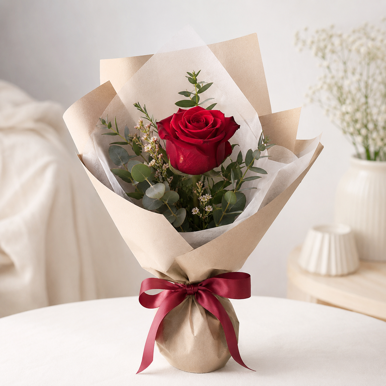 Enkel rød rose | Send romantiske blomster