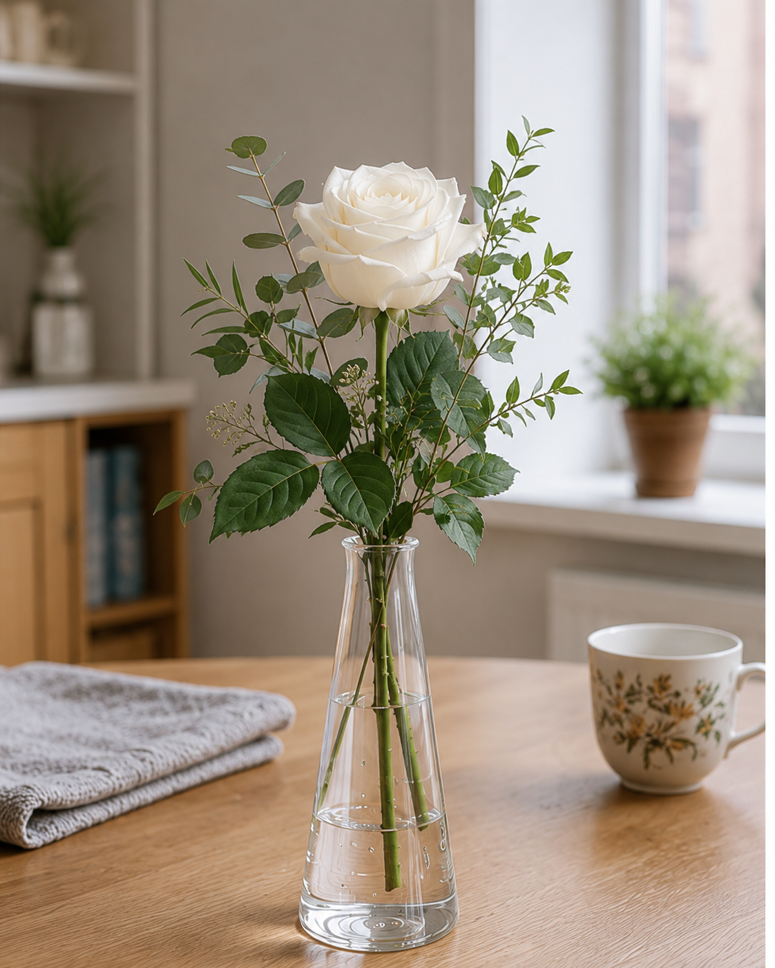 Enkel hvid rose | Send elegant blomstergave